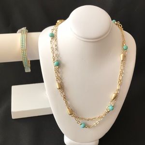 Gold tone necklace and bracelet